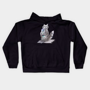 Racoon drinking Juice :3 Kids Hoodie